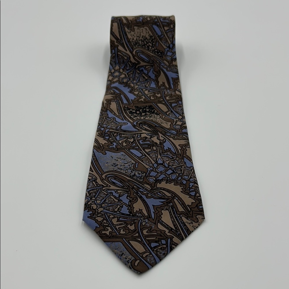 Vintage Pierre Balmain Silk Tie Men's Handmade In Italy Brown and Blue